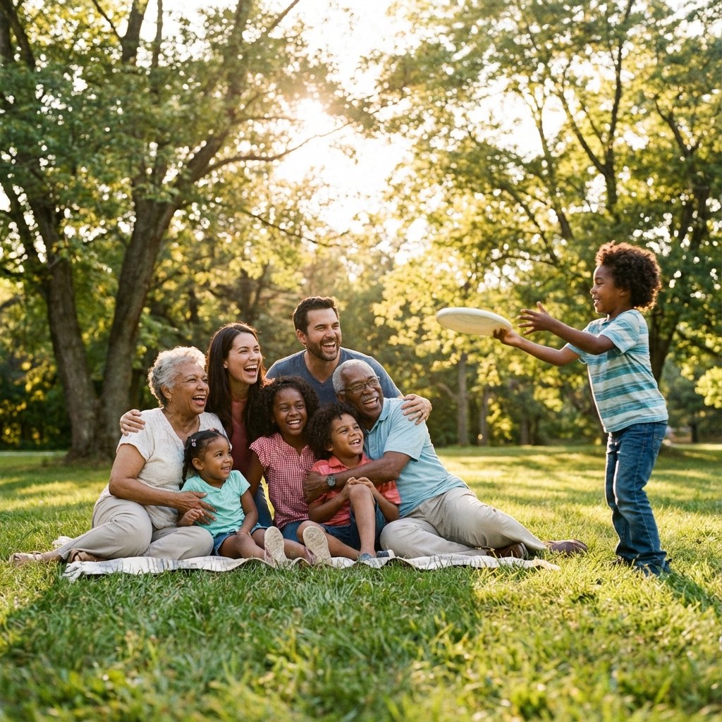 Happy family in park